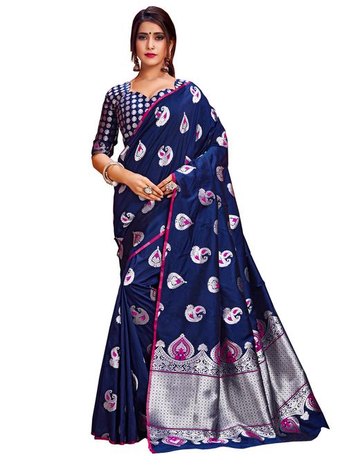 jacquard work banarasi saree with blouse - 17777974 - Very Small Image - 1