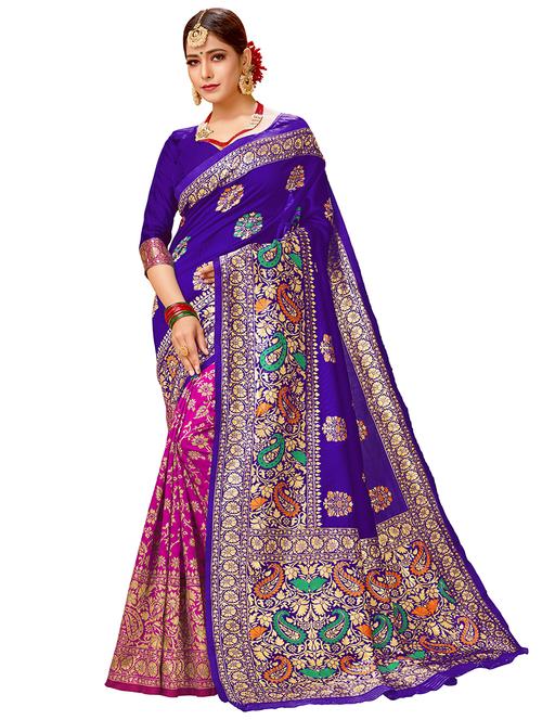 jacquard work banarasi saree with blouse - 17777977 - Very Small Image - 1