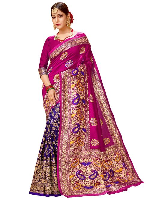 jacquard work banarasi saree with blouse - 17777978 - Very Small Image - 1