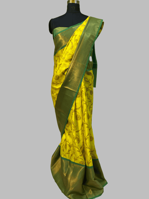 yellow korasilk saree - 17778021 - Very Small Image - 1