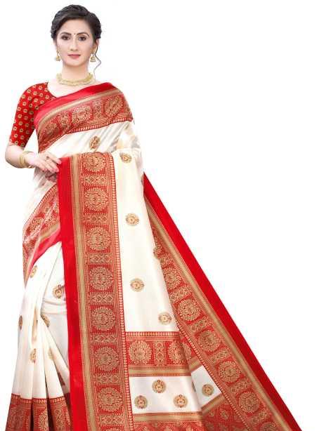 red lace saree - 17778812 - Very Small Image - 1