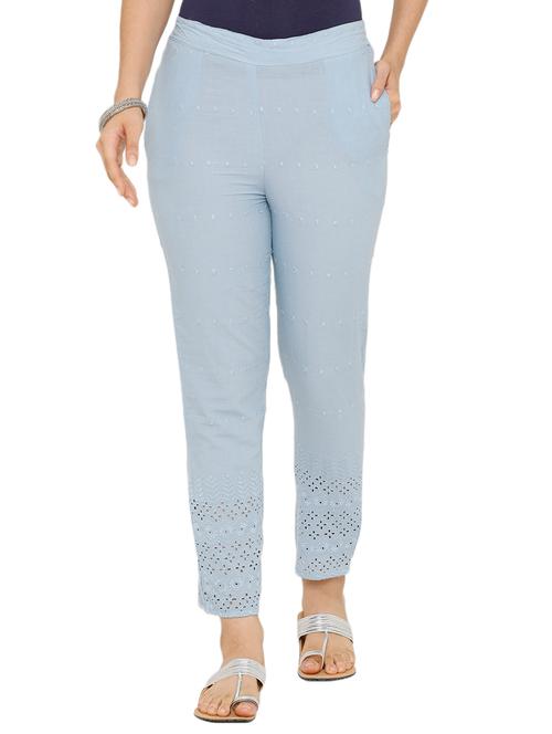 laced hem cigarette pants trouser - 17778932 - Very Small Image - 1