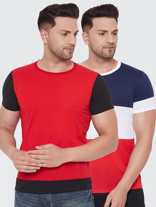 set of 2 multi colored color block t-shirts - 17780030 - Very Small Image - 1