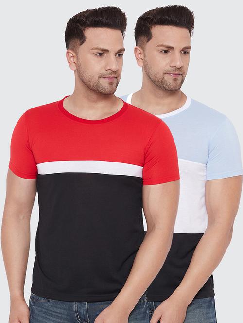 set of 2 multi colored color block t-shirts - 17780040 - Very Small Image - 1