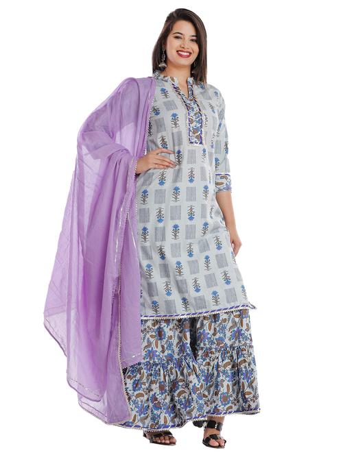 printed kurta sharara set - 17780645 - Very Small Image - 1