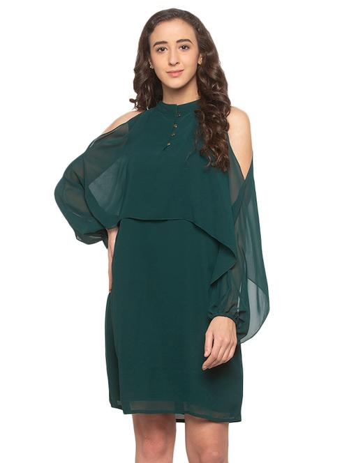 cape sleeved solid shift dress - 17780742 - Very Small Image - 1