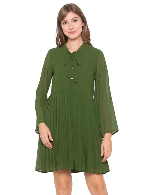 tie up neck flared dress - 17780745 - Very Small Image - 1