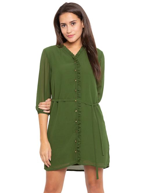 frill detail solid shirt dress - 17780750 - Very Small Image - 1