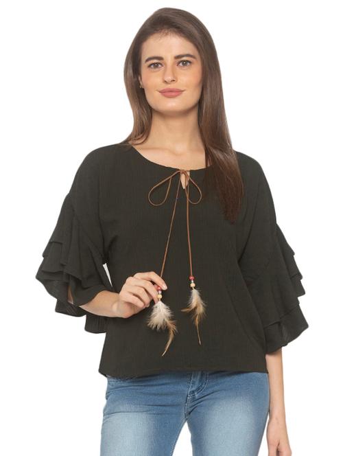 tie up neck bell sleeved top - 17780754 - Very Small Image - 1