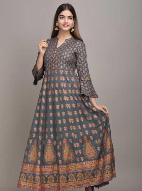 grey rayon kurti - 17781053 - Very Small Image - 1