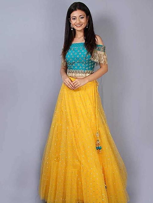 embroidered net semi stitched flared/a-line gown - 17782136 - Very Small Image - 1