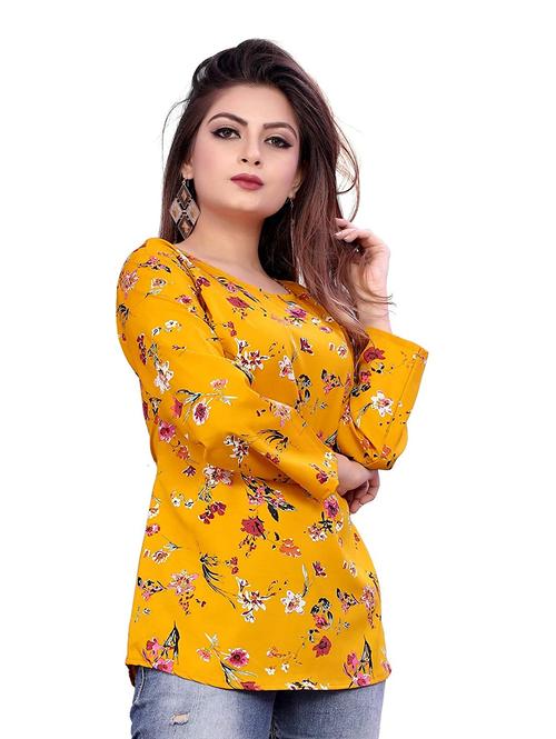 yellow crepe top - 17782248 - Very Small Image - 1