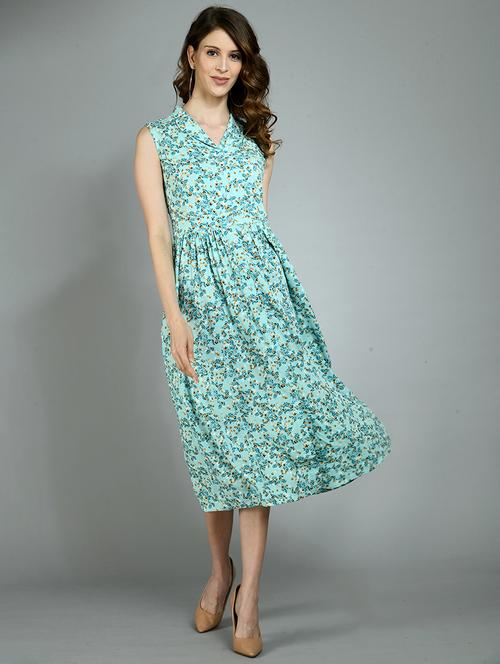 v-neck floral fit & flare dress - 17782559 - Very Small Image - 1