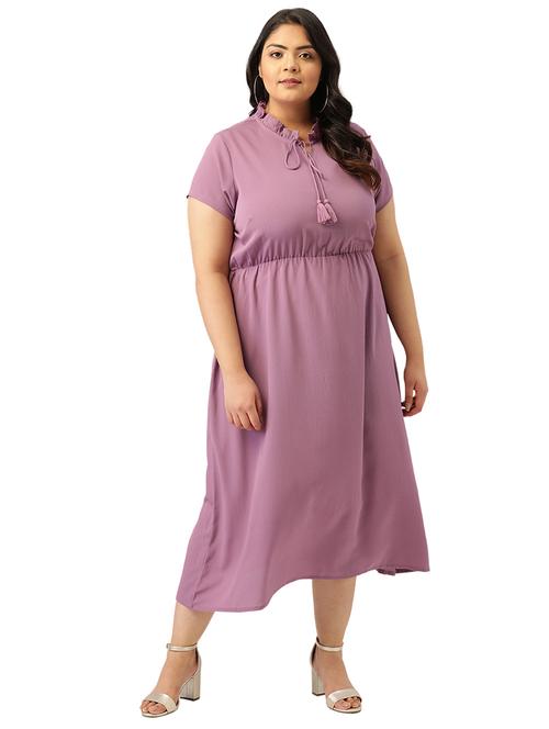 tie up neck blouson plus dress - 17782687 - Very Small Image - 1