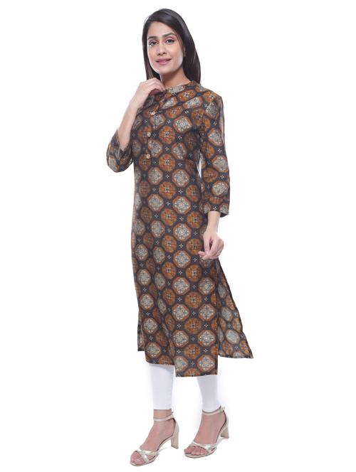 printed straight kurta - 17782900 - Very Small Image - 1