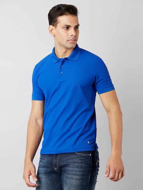 blue solid polo t-shirt - 17782945 - Very Small Image - 1