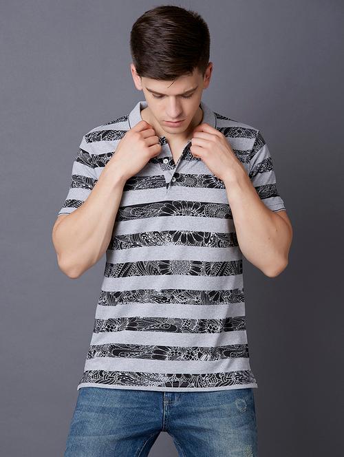 grey printed polo t-shirt - 17782950 - Very Small Image - 1