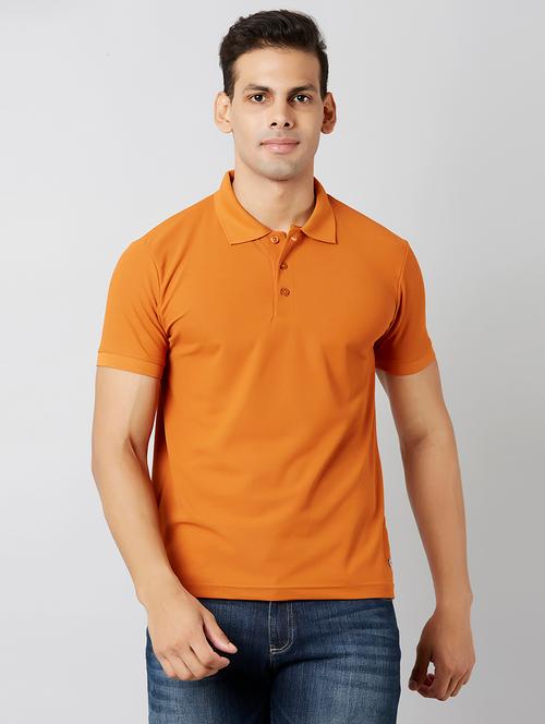 orange solid polo t-shirt - 17782953 - Very Small Image - 1