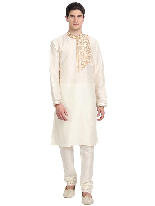 off-white kurta pyjama ethnic wear set - 17783837 - Very Small Image - 1