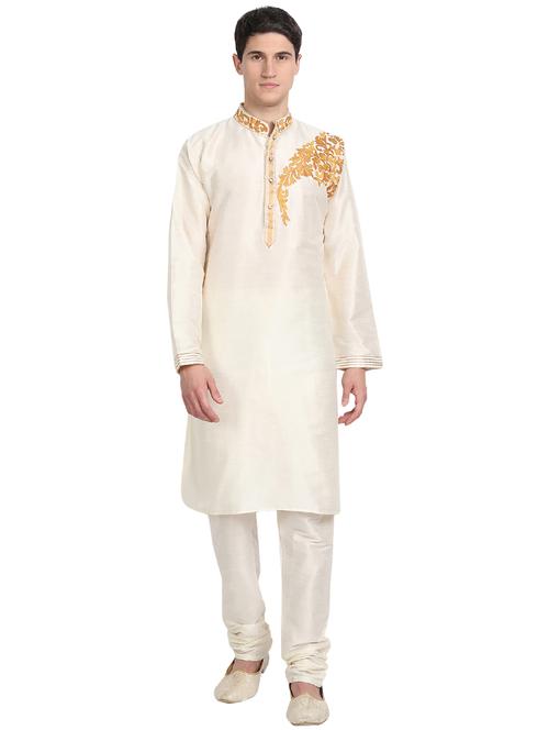 off-white kurta pyjama ethnic wear set - 17783845 - Very Small Image - 1