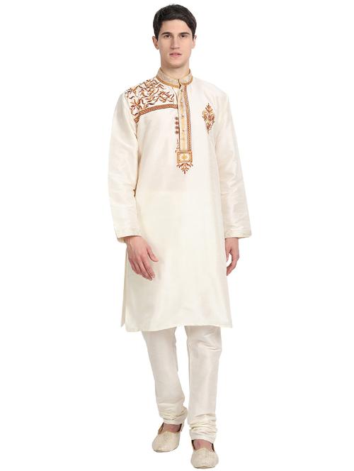 off-white kurta pyjama ethnic wear set - 17783853 - Very Small Image - 1