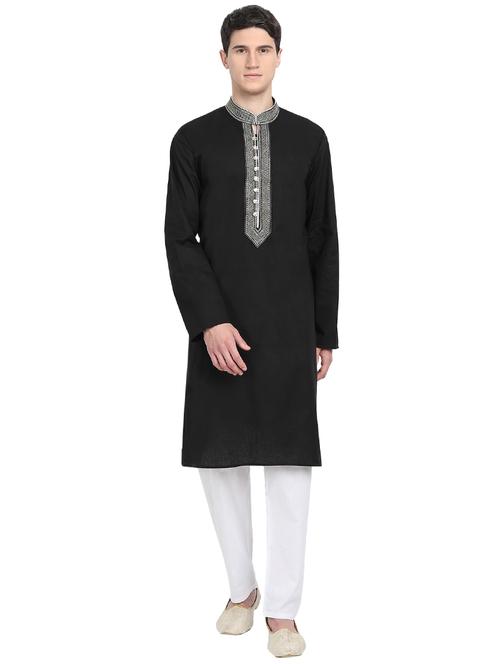 black kurta pyjama ethnic wear set - 17783856 - Very Small Image - 1