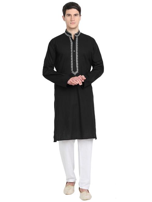 black kurta pyjama ethnic wear set - 17783868 - Very Small Image - 1