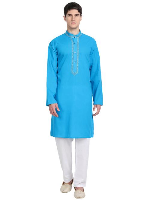 turquoise kurta pyjama ethnic wear set - 17783872 - Very Small Image - 1
