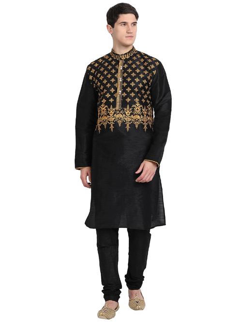 black kurta pyjama ethnic wear set - 17783881 - Very Small Image - 1