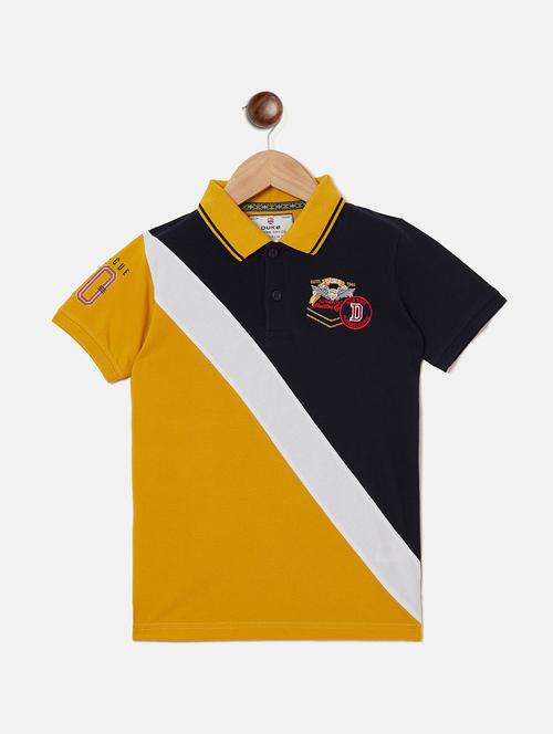 yellow color block polo t-shirt - 17784208 - Very Small Image - 1