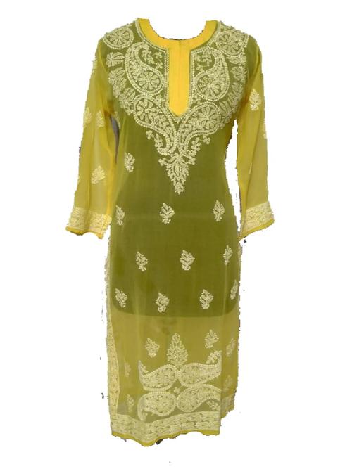 lucknowi chikan handwork georgette long kurti - 17784981 - Very Small Image - 1