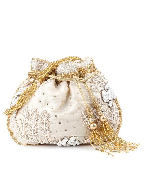 beige polyester regular potli - 17785047 - Very Small Image - 1