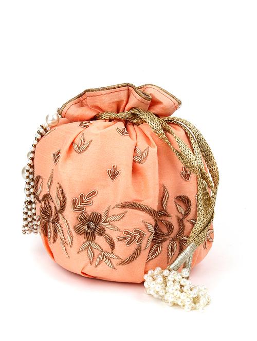 orange satin regular potli - 17785053 - Very Small Image - 1