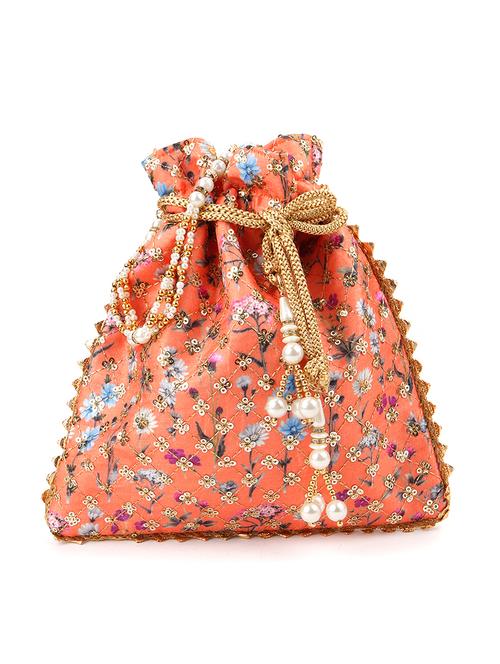 orange satin regular potli - 17785060 - Very Small Image - 1