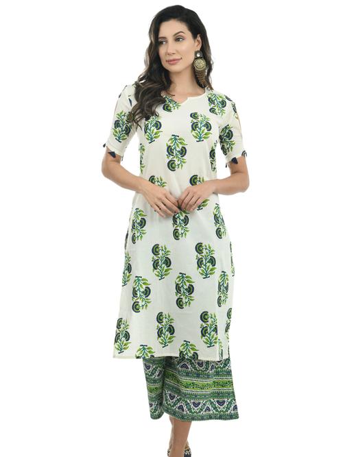 ilisha white & green printed kurta - 17785087 - Very Small Image - 1