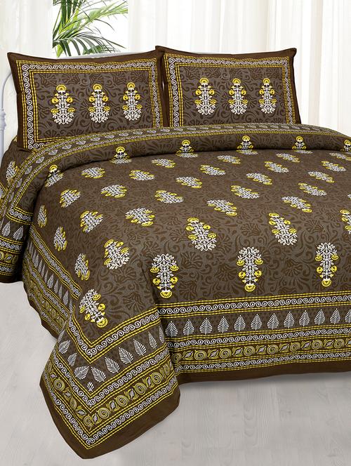 texstylers pure cotton 100x108 inches jaipuri print traditional bedsheet with 2 pillow covers - 17785112 - Very Small Image - 1