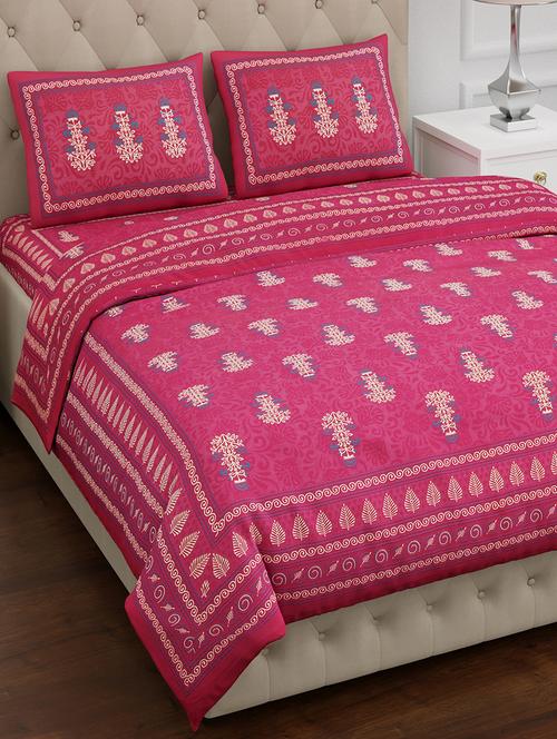 texstylers pure cotton 100x108 inches jaipuri print traditional bedsheet with 2 pillow covers - 17785116 - Very Small Image - 1