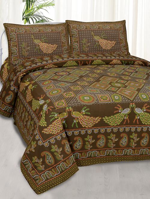texstylers pure cotton 100x108 inches jaipuri print traditional bedsheet with 2 pillow covers - 17785121 - Very Small Image - 1