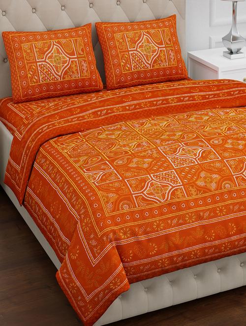 texstylers pure cotton 100x108 inches jaipuri print traditional bedsheet with 2 pillow covers - 17785134 - Very Small Image - 1