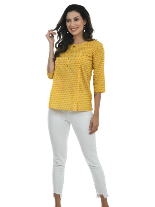 ilisha yellow floral printed regular sleeves - 17785156 - Very Small Image - 1