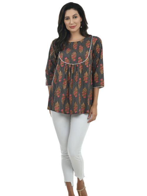 ilisha black striped printed pure cotton - 17785159 - Very Small Image - 1