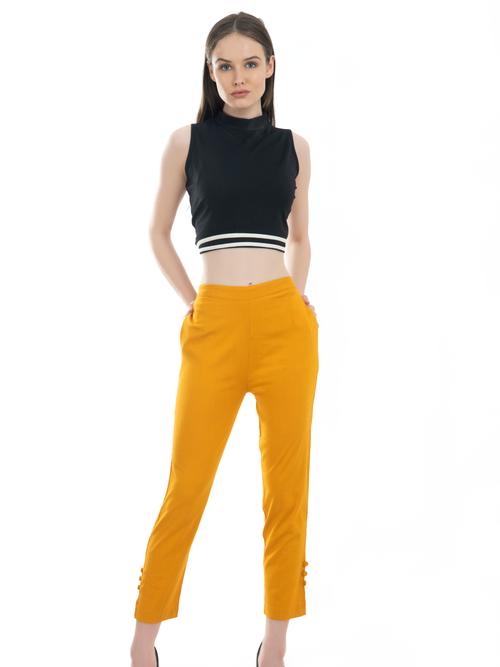 ilisha yellow/mustard regular fit solid cropped - 17785173 - Very Small Image - 1