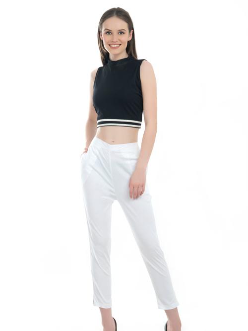 ilisha white regular fit solid cropped - 17785174 - Very Small Image - 1