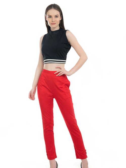 ilisha red regular fit solid cropped - 17785177 - Very Small Image - 1