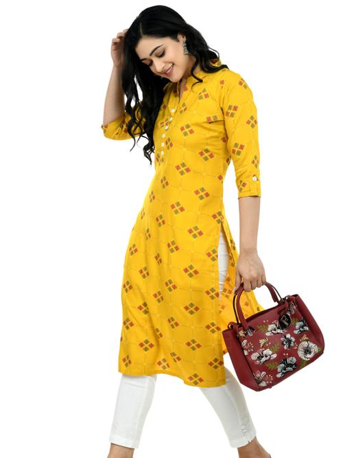ilisha women’s rayon kurti/ladies yellow kurti/girls - 17785214 - Very Small Image - 1