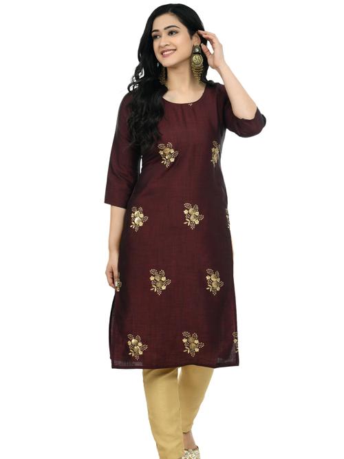ilisha womens rayon kurta/ladies maroon kurta/girls - 17785239 - Very Small Image - 1