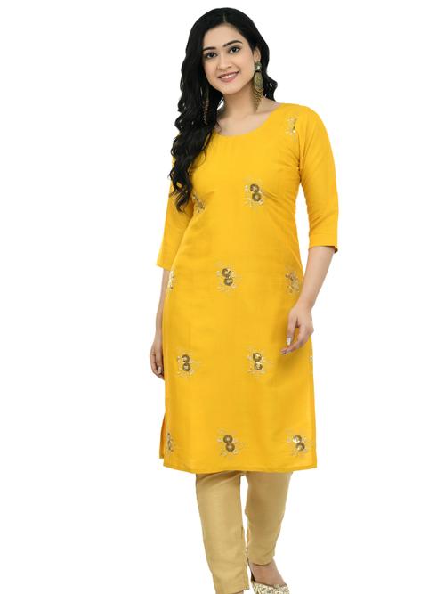 ilisha women’s rayon kurta/ladies yellow kurta/girls - 17785243 - Very Small Image - 1