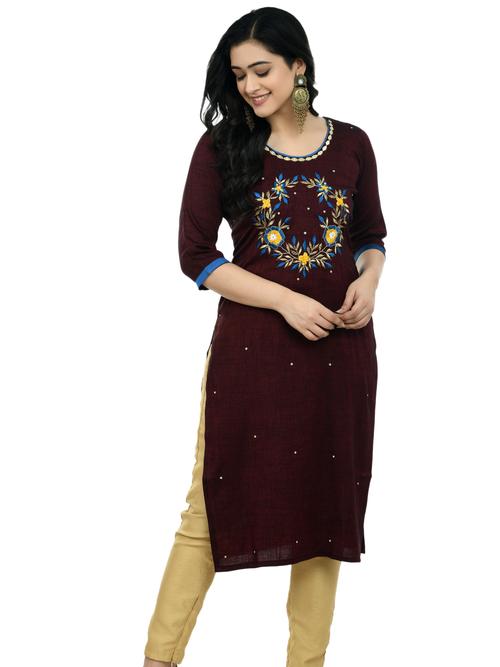 ilisha women’s rayon kurta/ladies brown kurta/girls - 17785293 - Very Small Image - 1