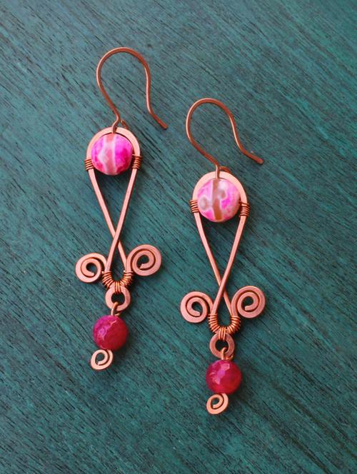 pink copper drop earring - 17785306 - Very Small Image - 1