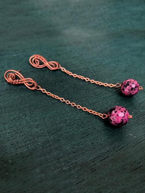 pink copper drop earring - 17785309 - Very Small Image - 1